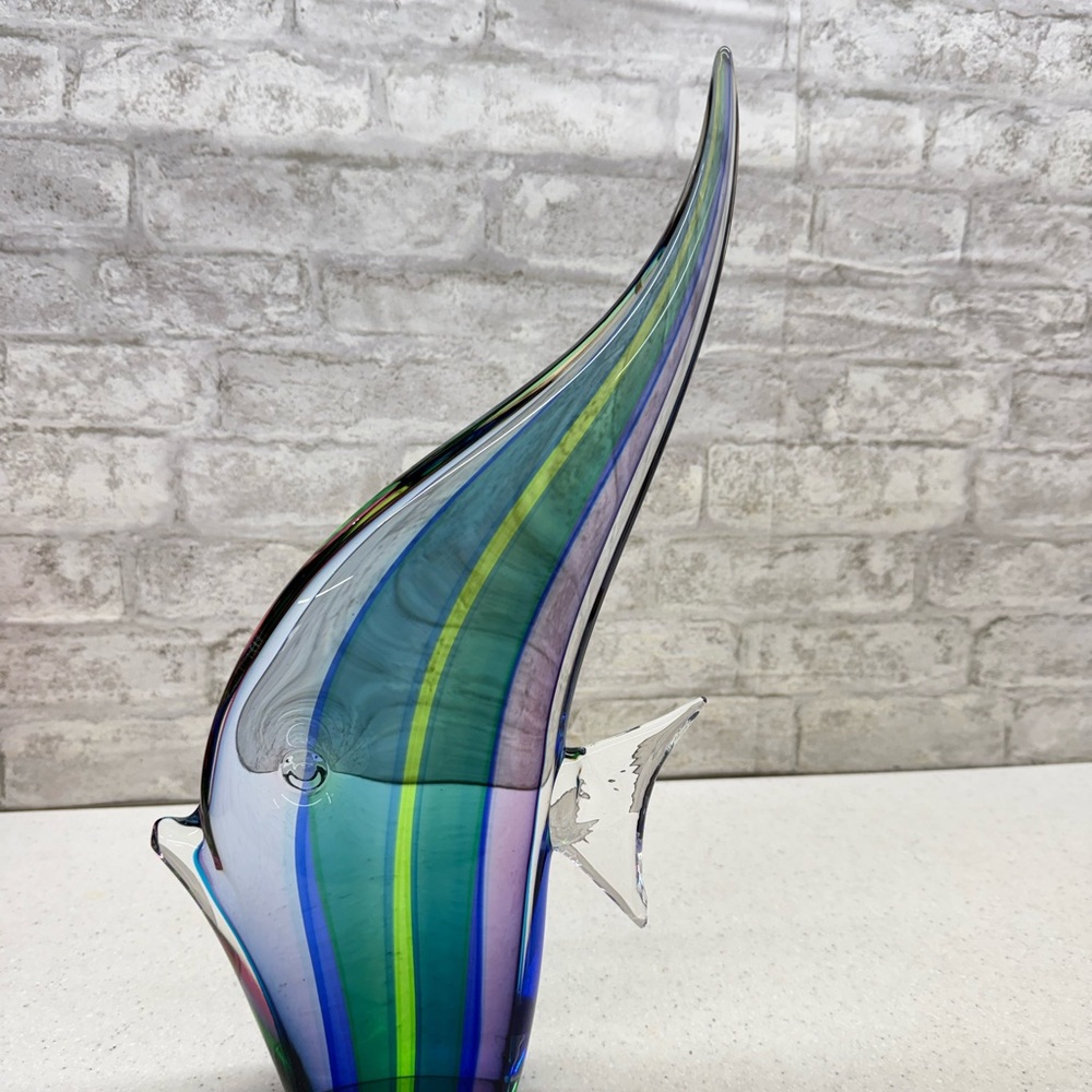 Magnificent Large Vecchia Murano Angel Fish Glass Sculpture ~ Sommerso ~ Italy